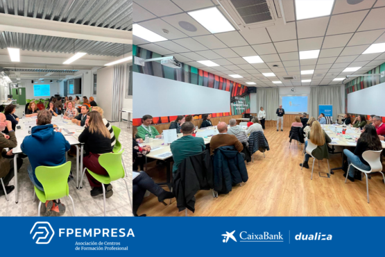 Empresas y centros educativos de Barcelona se reúnen en un Encuentro Dualiza de FPEmpresa y CaixaBank Dualiza para analizar el futuro de la sostenibilidad urbana en la Ciudad Condal